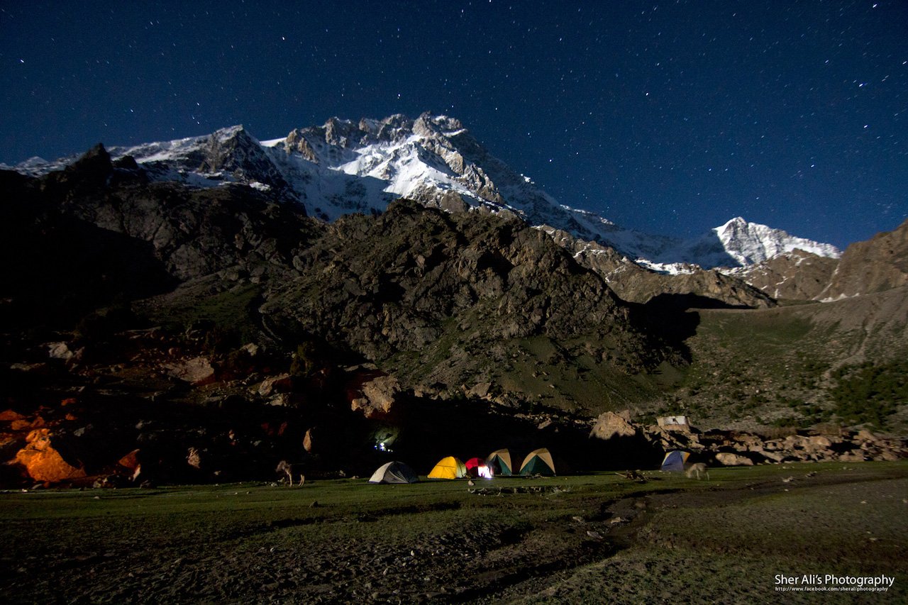 Nanga Parbat view at night from Latoboh campsite